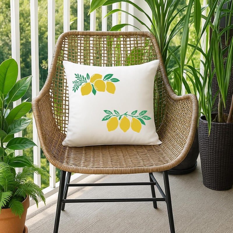 beinkmake 6Pcs Fruit Lemon Stencil Summer PET Painting Templates Inlay Border Stencils for Furniture Welcome Sign Reusable DIY Craft for Wall Wood Fabric Canvas Paper Home Decor 7.87inch - Image 4